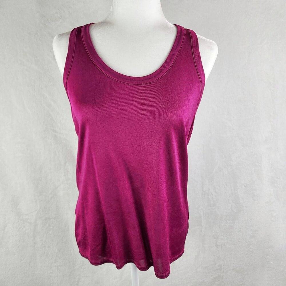 Reiss Racerback Tank Top Women XS Oversized Silky Viscose  in Fuchsia Pink
